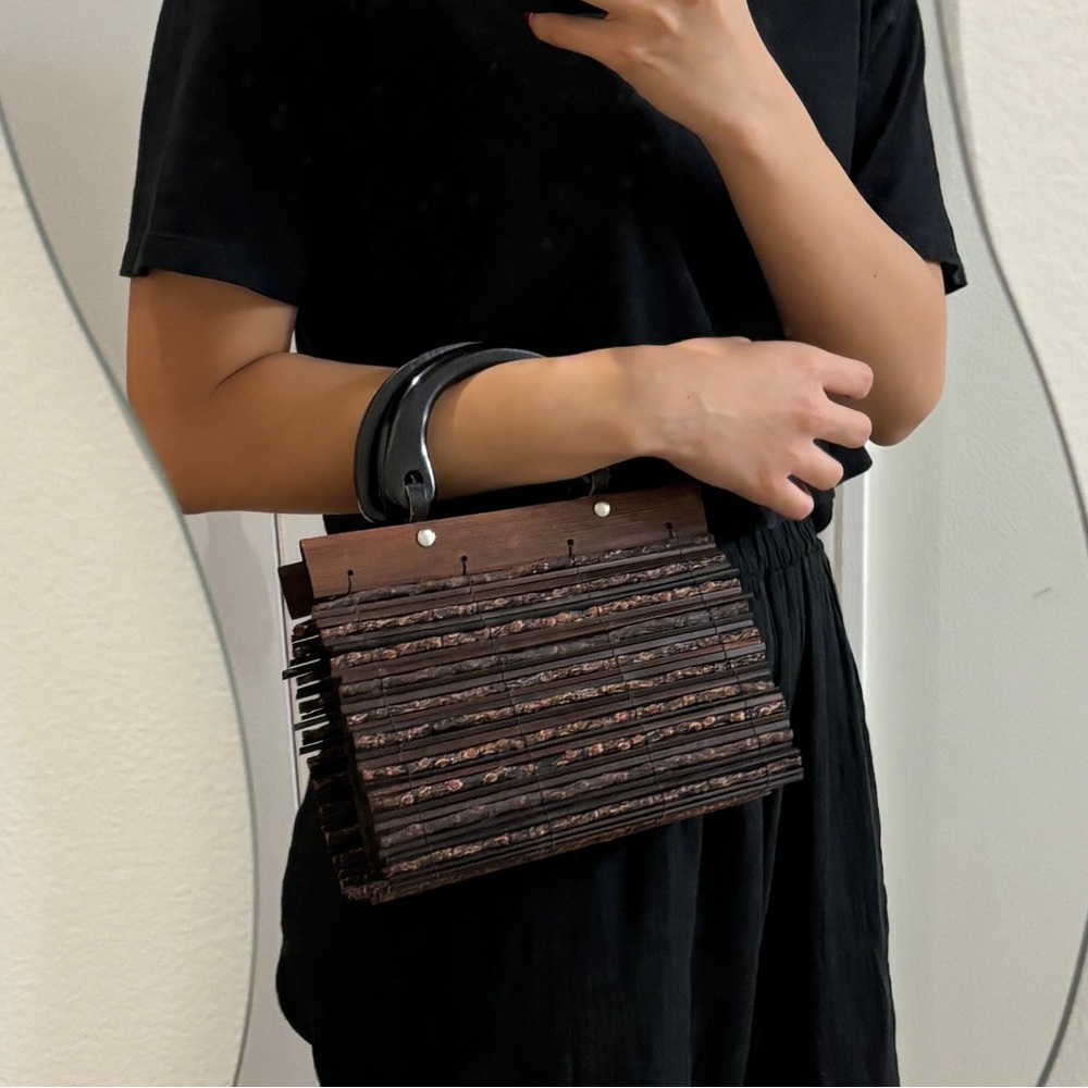 Handmade wooden clasp bag